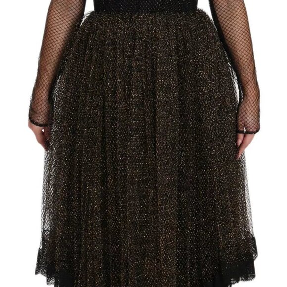 Dolce & Gabbana Black Gold Crystal Heart A-line Dress IT38 XS - Picture 2 of 10